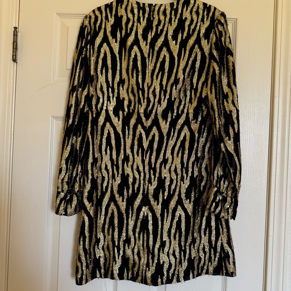 CELINE Paris Black and Gold Lame Patterned Mini Dress FR 38 US2/4 - Picture 6 of 11